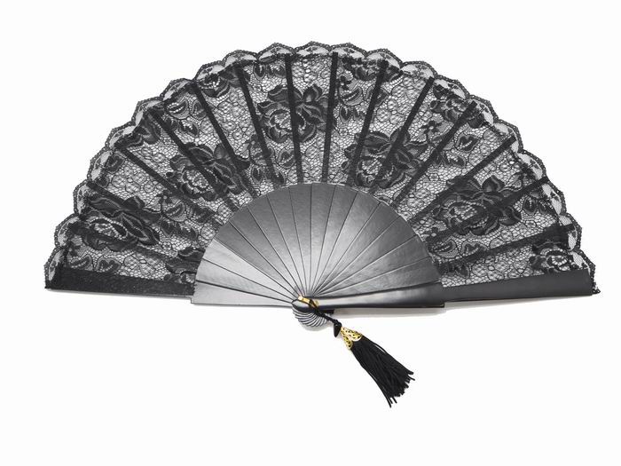 Black Lace Maid of Honor Fan. Ref. 1306