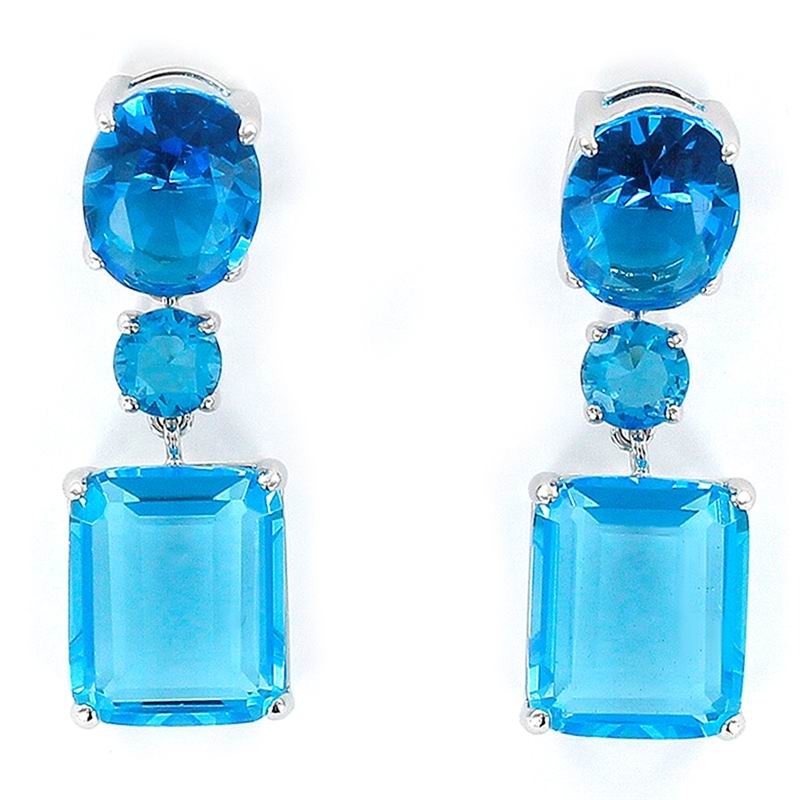 Pendientes Rectangular azul Facetado con Garras