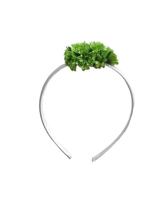 Diadème avec Marguerite Vert Pistache pour petite fille. 6cm