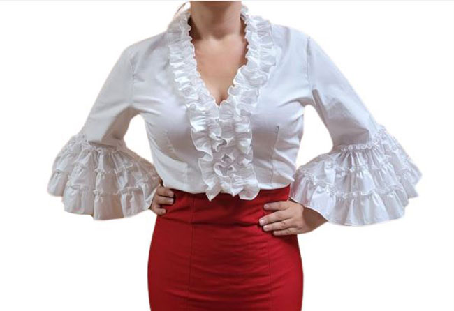 Blusas de Flamenca con Volantes Blancas