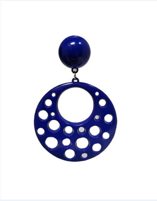 Boucles D'oreilles Flamenco en Plastique avec Trous. Bleu