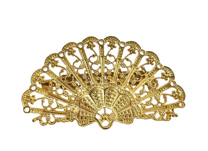 Broche de Flamenca Dorado Abanico