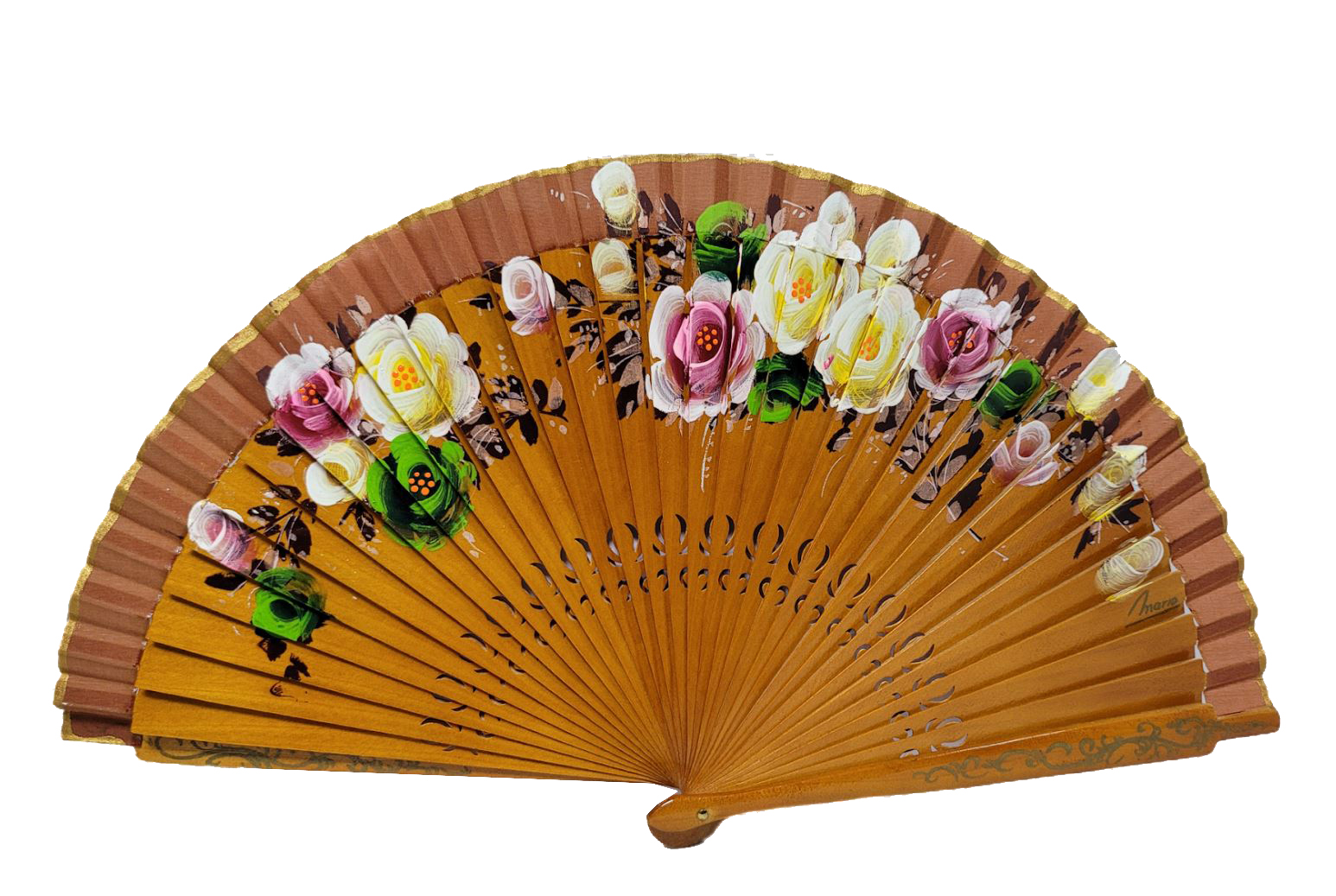 Hazelnut Colour  Fan Painted on Both Sides