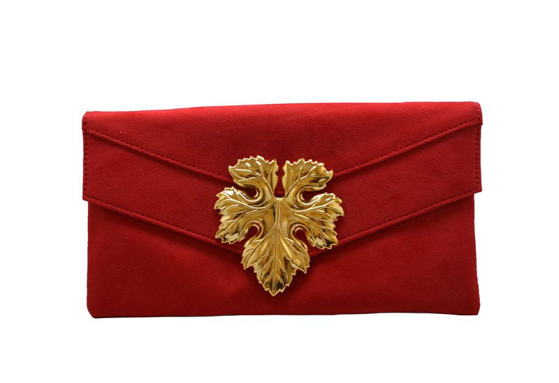 Sac de Soirée Rouge avec Fermeture de Feuille d'Érable