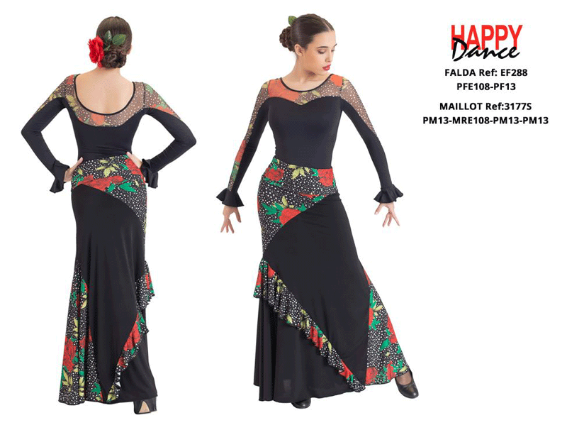 Happy Dance. Jupe Flamenca pour Femme, pour Entrainements ou Représentation. Ref. EF288PFE108PF13