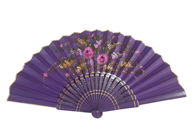 Hand-painted Purple Fan with Golden Rim. ref. 150