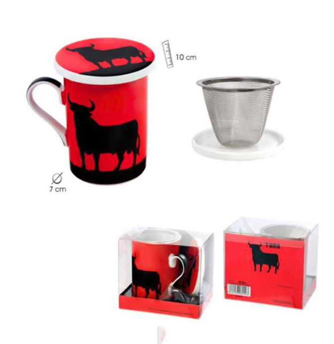 Set Mug con Filtro Metálico y Tapadera Toro Negro de Osborne