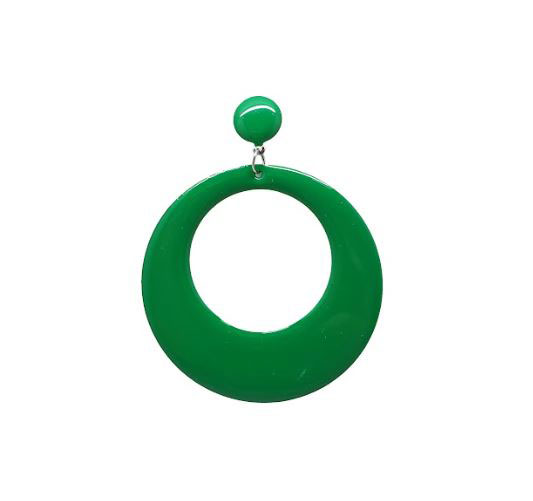 Boucles D'oreilles Cerceau de Flamenco Émaillé Grand Rond. Vert Bouteille