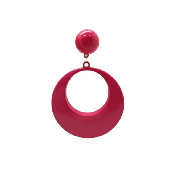 Plastic Flamenco Earring. Giant hoop. Fuchsia