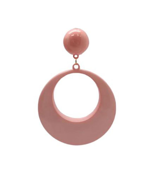 Boucle d'oreille flamenco en plastique. Cercle géant. Rose