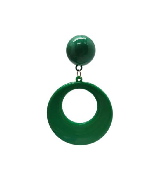 Boucles D'oreilles Flamenco en Plastique. Cercle Moyen. Vert