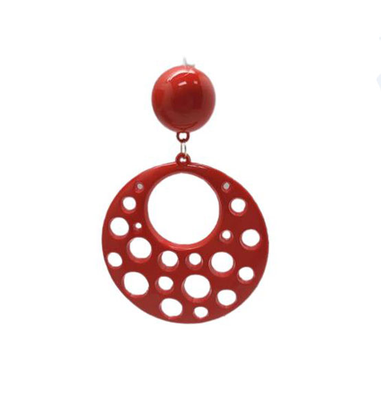 Boucles D'oreilles Flamenco en Plastique avec Trous. Rouge