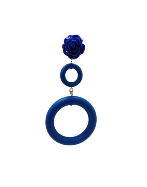 Double Hoop Flamenco Earrings for Women. Blue