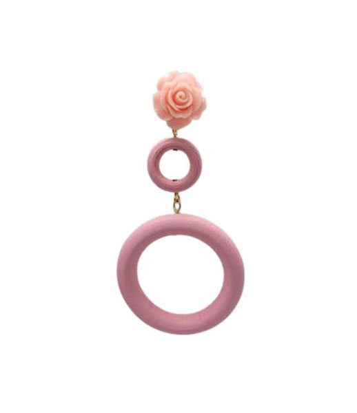 Boucles d'oreilles flamenco à double anneau pour femmes. Rose