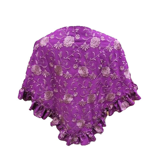 Embroidered Small Shawl with Ruffle. Buganvilla