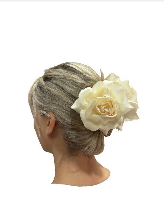 Rose Flower Hair Clip. Ivory