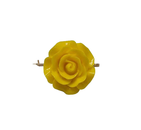 Broche de Mantoncillo con Diseño de Rosa Flamenca. Amarillo