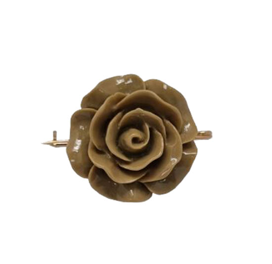 Broche Floral de Estilo Flamenco en Forma de Rosa. Marrón Claro