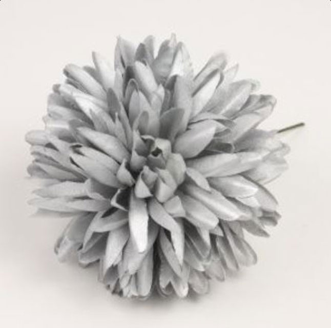 Metallic Flamenco Flowers. Mum Algeciras. Silver. 11cm.