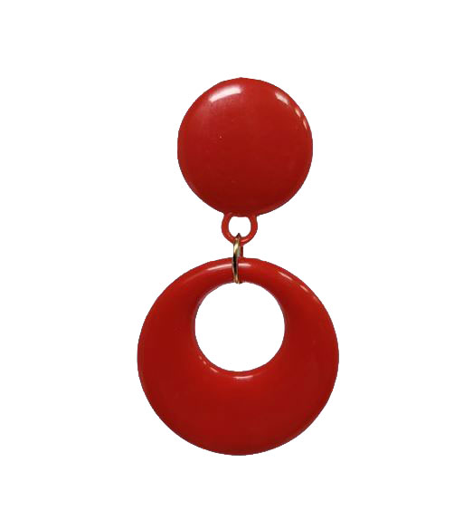 Boucles d'oreilles flamenco en plastique avec clip pour filles. Rouge