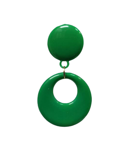 Boucles d'oreilles flamenco en plastique avec clip pour fille. Vert