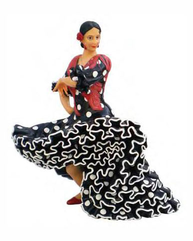 Danseuse Robe Noire à Pois Blanches. 20cm.