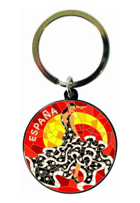 Key ring flamenca black dress with white polka dots