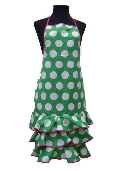 Tablier de Flamenca vert à pois blanc