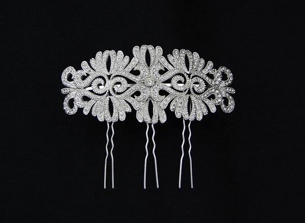 Rhodium Bridal Hair Comb with Swarovski Crystals ref. 12215