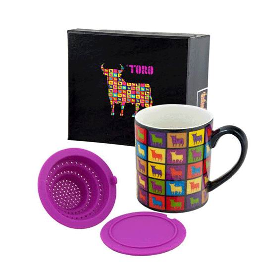 Mug Toro Osborne façon Warhol avec couvercle et filtre en silicone