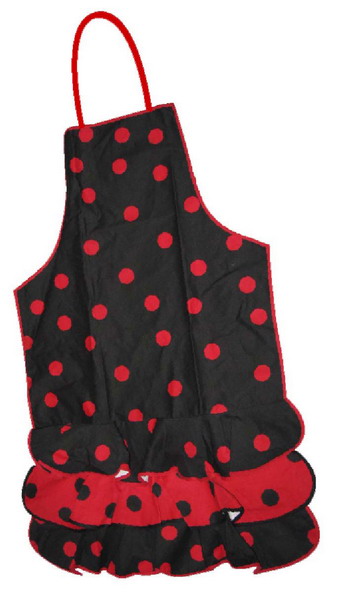 Delantal de Flamenca Negro con Lunares Rojos