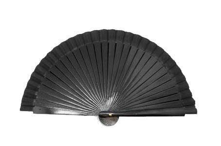 Wooden fan with plain black fabric