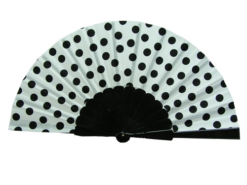 Polka Dots Fan With White Background and Black Polka Dots