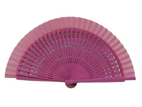 Fans for girls made of wood openwork. Fuschia