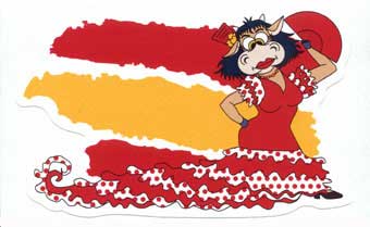 Autocollant du drapeau espagnol avec la Vache Lola