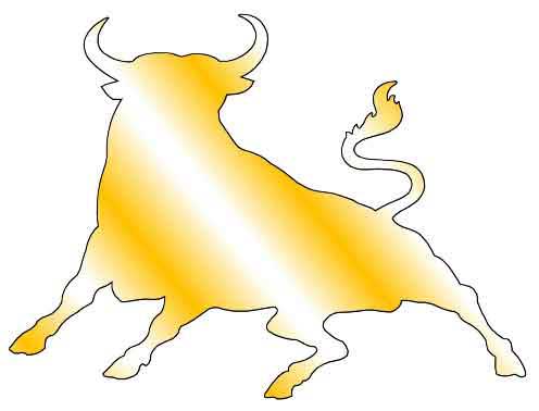 Big San Fermin Bull silhouette Gold. Sticker