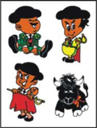 Bullfighters and Bull with spanish knot - Stickers