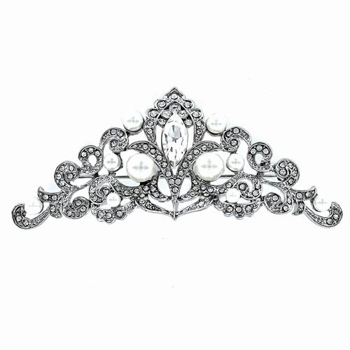 Broche Fantaisie en Argent avec Zirconites et Perles. Ref. 301