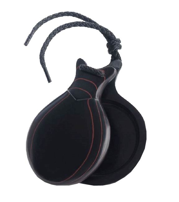 Castañuelas para flamenco: fibra negra veteada en rojo con pico. Profesional