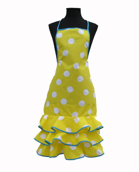 Yellow Flamenco Apron with White Dots