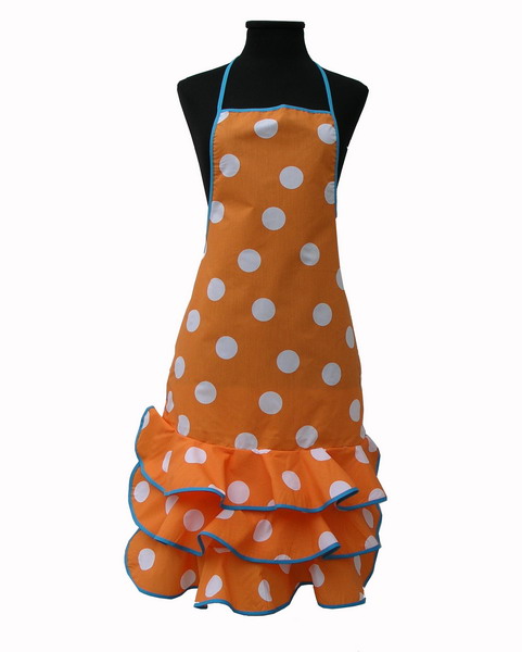 Orange Flamenco Apron with White Dots