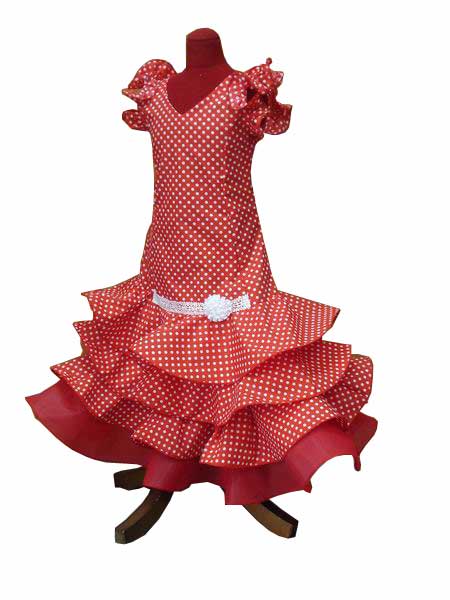 Flamenca Outfit for Girl. Sevilla Model in Red