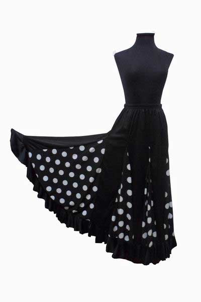 Falda de Flamenco Negra con Lunares Blancos