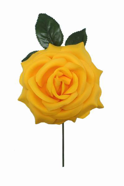 Grande Rose en tissu. 15cm. Jaune