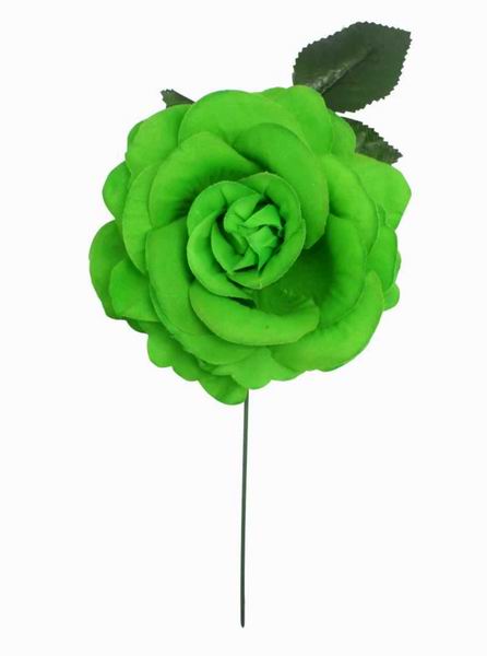 Grande Rose verte pistache en Tissu. 15cm