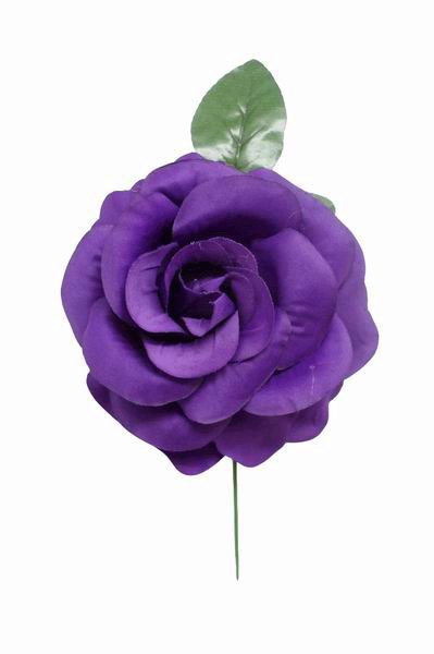 Flor Rosa Grande en Tela. 15cm. Morado