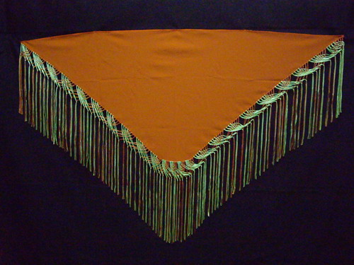 Fringed shawl Orange and Pistachio green. Olmo