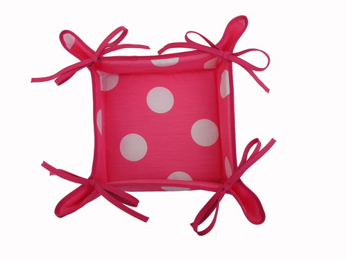 Fuchsia Breadbasket with White Polka Dots