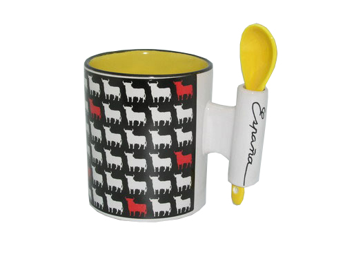 Taza Cuchara Toro de Osborne Interior Amarillo.  Mini Toros