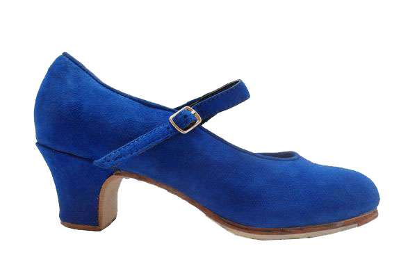 Deep Blue Suede Semi Profesional Flamenco Shoes Mercedes.  Flamencoexport